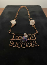 Load image into Gallery viewer, Large statement, crystal and name wire wrapped copper necklace
