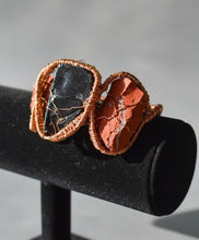 Load image into Gallery viewer, Black Obsidian and Red Jasper Chunky Raw Crystal Bracelet
