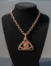 Load image into Gallery viewer, Copper wire wrapped eye of knowledge necklace
