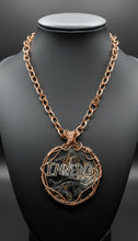 Load image into Gallery viewer, Chunky Copper wire wrapped engraved marble necklace
