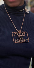 Load image into Gallery viewer, Custom .999 Copper Wire Wrapped Protect Yo Energy Square Name Necklace
