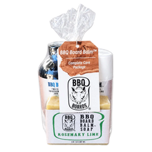Load image into Gallery viewer, BBQ Board Balm™ Complete Care Package (Wax, Oil, Soap &amp; Lint Free Cloth)
