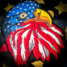 Load image into Gallery viewer, The Ultimate expression of Freedom the American Flag Eagle PVC Patch - 4&quot; Tall with Hook Backing

