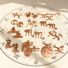 Load image into Gallery viewer, Custom Wire Wrapped Zodiac Charm Necklace With Custom Copper Chain
