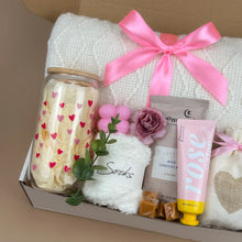 Load image into Gallery viewer, Luxury Self-Care Gift Box – Plush Throw Blanket, Rose Hand Cream &amp; Scented Candle Gift
