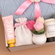 Load image into Gallery viewer, Self Care Gift Boxes for Women – Cozy Blanket &amp; Tea Kit
