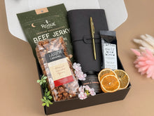 Load image into Gallery viewer, Gift Baskets for Men – Leather Journal, Coffee &amp; Snacks

