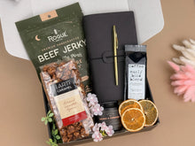 Load image into Gallery viewer, Gift Baskets for Men – Leather Journal, Coffee &amp; Snacks
