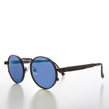 Load image into Gallery viewer, Round Black Goth Steampunk Sunglass with Color Lenses - Ivan 6
