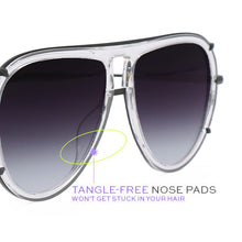 Load image into Gallery viewer, Ivy Luxe - Clear Black Tangle-Free Round Aviator Sunglasses
