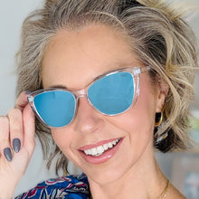 Load image into Gallery viewer, Kara - Mirrored Blue Cat Eye Sunglasses
