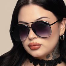 Load image into Gallery viewer, Luna - Tangle Free - Faded Black Aviator Sunglasses
