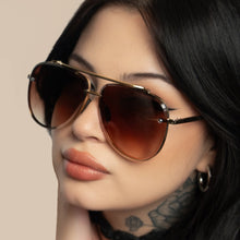 Load image into Gallery viewer, Luna - Tangle Free - Faded Brown Aviator Sunglasses
