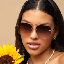 Load image into Gallery viewer, Smaller Megan 2 - Faded Brown Metal Aviator Sunglasses
