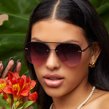 Load image into Gallery viewer, Smaller Megan 2 - Ruby Metal Aviator Sunglasses
