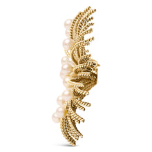 Load image into Gallery viewer, 18K Yellow Gold Cultured Freshwater Pearl Starburst Brooch Pin
