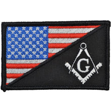 Load image into Gallery viewer, Masonic Square and Compasses USA Flag - 2.25x3.5 Patch
