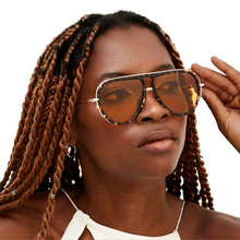 Load image into Gallery viewer, Ivy Luxe - Yellow Tangle-Free Round Aviator Sunglasses
