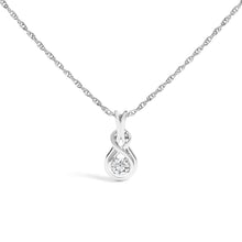 Load image into Gallery viewer, .925 Sterling Silver 1/10 Cttw Lab Grown Diamond Love Knot Solitaire Pendant Necklace - Size 18 Inches
