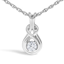 Load image into Gallery viewer, .925 Sterling Silver 1/10 Cttw Lab Grown Diamond Love Knot Solitaire Pendant Necklace - Size 18 Inches
