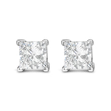 Load image into Gallery viewer, 14K White Gold 1.0 Cttw Princess Cut Lab Grown Diamond Solitaire Stud Earrings (F-G Color, VS2-SI1 Clarity)
