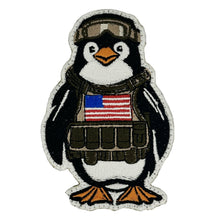 Load image into Gallery viewer, Arctic Warfare: Fully Embroidered Tactical Penguin Patch with US Flag
