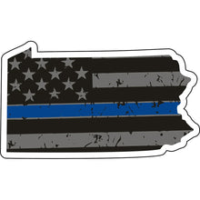 Load image into Gallery viewer, Distressed Thin Blue Line State Sticker - Choose Your State
