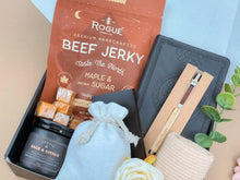 Load image into Gallery viewer, Premium Men’s Gift Set: Leather Journal, Card Holder &amp; Snacks
