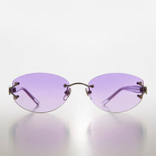 Load image into Gallery viewer, Rimless Color Tinted Lens Sunglass with Rhinestones - Ruby
