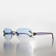 Load image into Gallery viewer, Rimless Color Tinted Lens Sunglass with Rhinestones - Ruby
