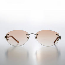 Load image into Gallery viewer, Rimless Color Tinted Lens Sunglass with Rhinestones - Ruby
