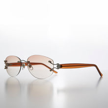Load image into Gallery viewer, Rimless Color Tinted Lens Sunglass with Rhinestones - Ruby
