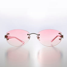 Load image into Gallery viewer, Rimless Color Tinted Lens Sunglass with Rhinestones - Ruby

