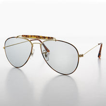 Load image into Gallery viewer, Aviator Sunglass with Brow Bar and Glass Transition Lens - Spruce
