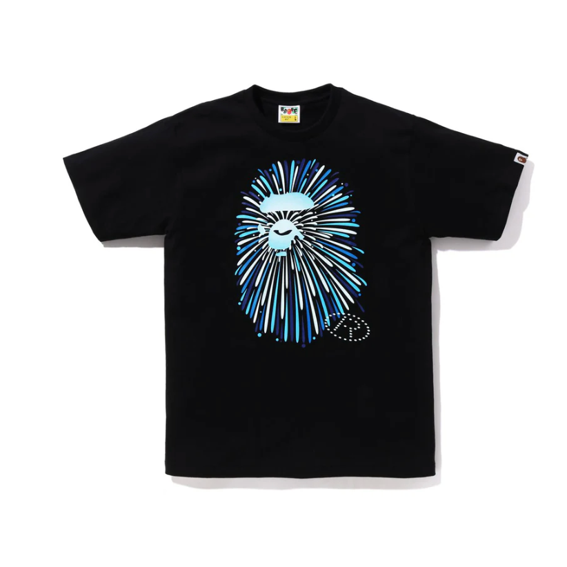 BAPE Ape head Glow Firework tee (Black/Blue)