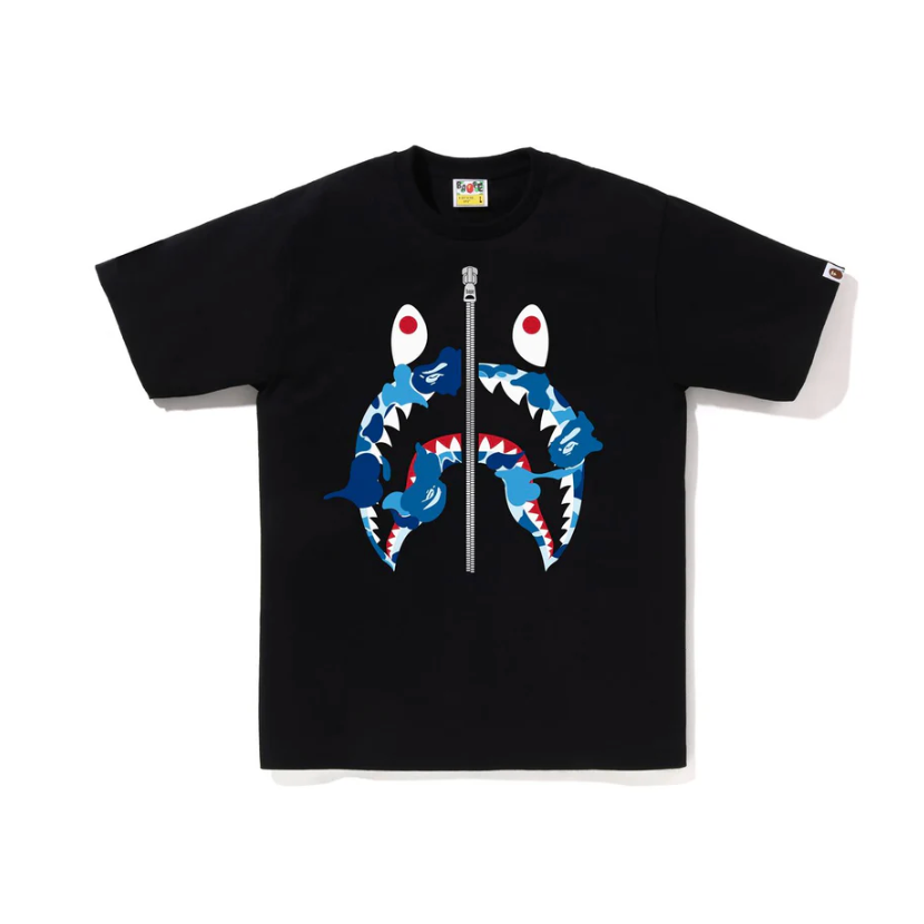 BAPE ABC CAMO REBUILD SHARK TEE (Black/Blue)