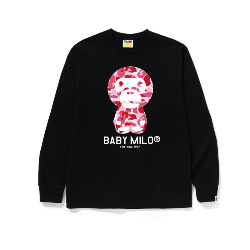 BAPE ABC CAMO BABY MILO L/S TEE (BLACK/PINK)