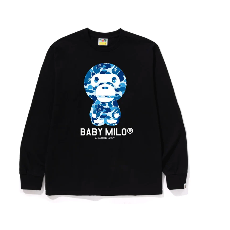 BAPE ABC CAMO BABY MILO L/S TEE (BLACK/BLUE)