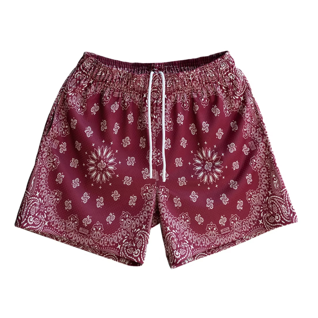 Bravest Studios Paisley Cream Burgundy Shorts