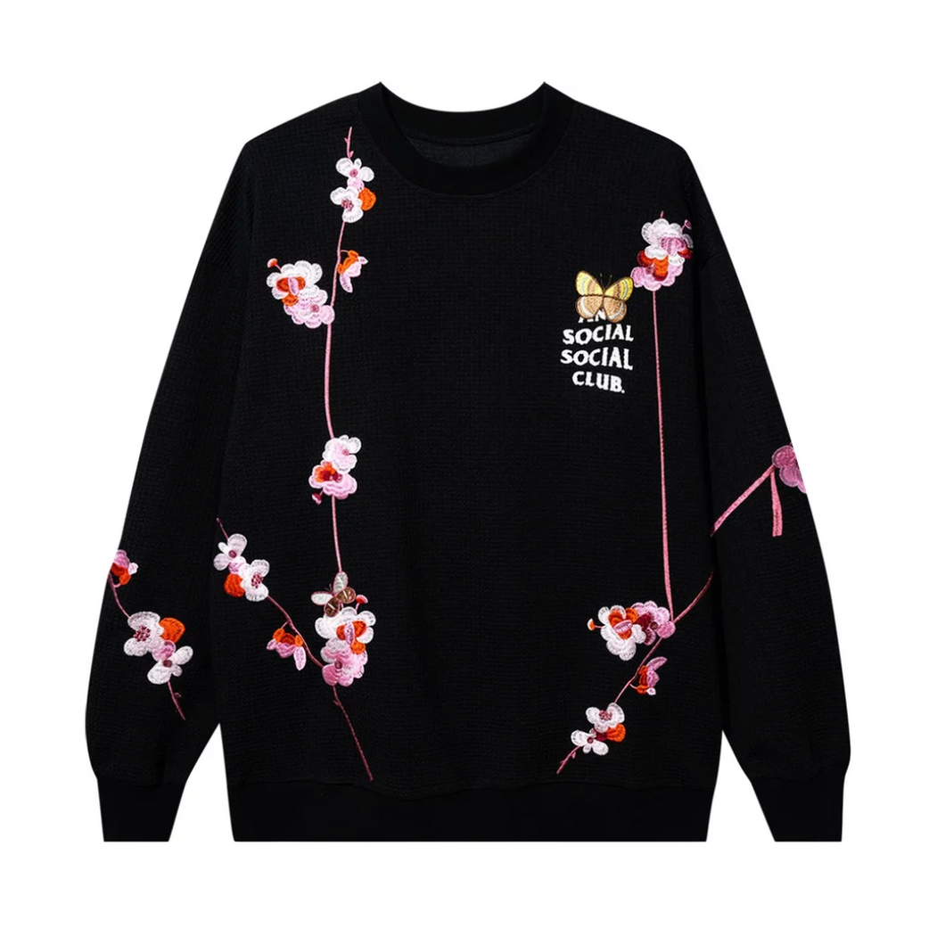 Anti Social Social Club Kkoch Thermal Knit Crewneck Sweater Black