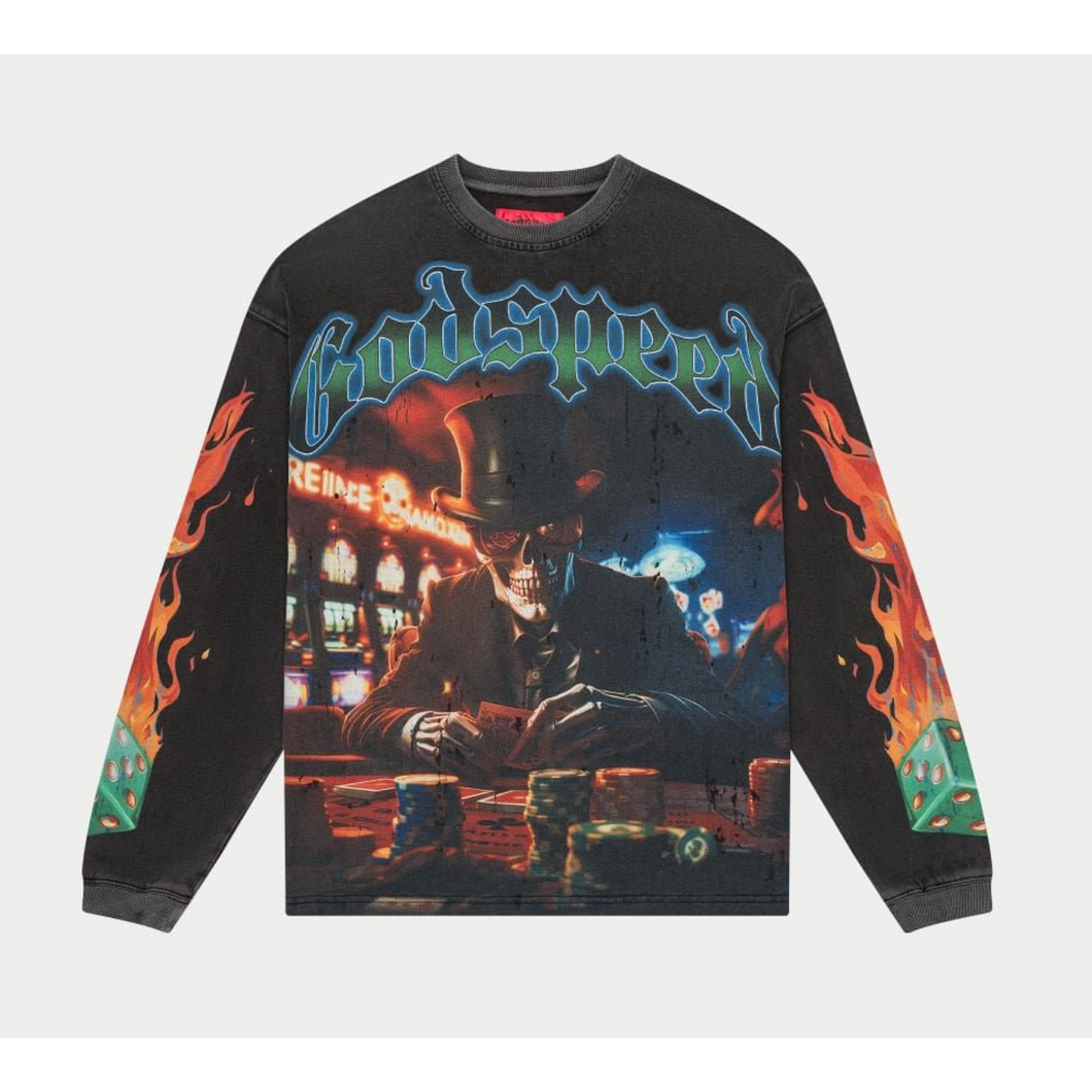 Godspeed Life's A Gamble LS T-shirt (Grey Wash)