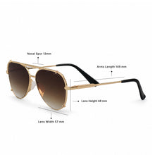 Load image into Gallery viewer, Smaller Cristina - Faded Brown &amp; Gold - Tangle Free Round Aviator Sunglasses
