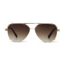 Load image into Gallery viewer, Smaller Cristina - Faded Brown &amp; Gold - Tangle Free Round Aviator Sunglasses
