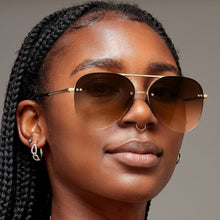 Load image into Gallery viewer, Smaller Megan 2 Faded Brown - Tangle Free Aviator Sunglasses
