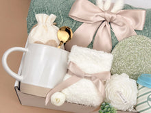 Load image into Gallery viewer, Luxury Gift Boxes – Soft Sage Blanket, Candle &amp; Tea Set

