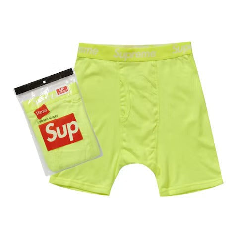 Supreme Hanes Boxer Briefs (2 Pack) Fluorescent Yellow