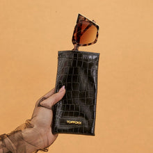 Load image into Gallery viewer, Black Faux  Croco Soft Pouch
