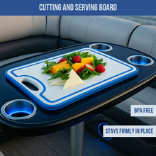 Load image into Gallery viewer, Made in the USA | Premium Cutting Board | Textured 1/2 inch HDPE UV Protected | Non-Skid or Mark Rubber Feet | Great for Boats &amp; any Counter-top
