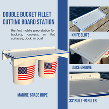 Load image into Gallery viewer, Made in the USA | Premium Double Bucket 33" Raised Fillet Table Cutting Board
