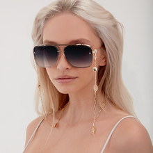 Load image into Gallery viewer, Bella - Midnight Gold Oversized Squared Aviators
